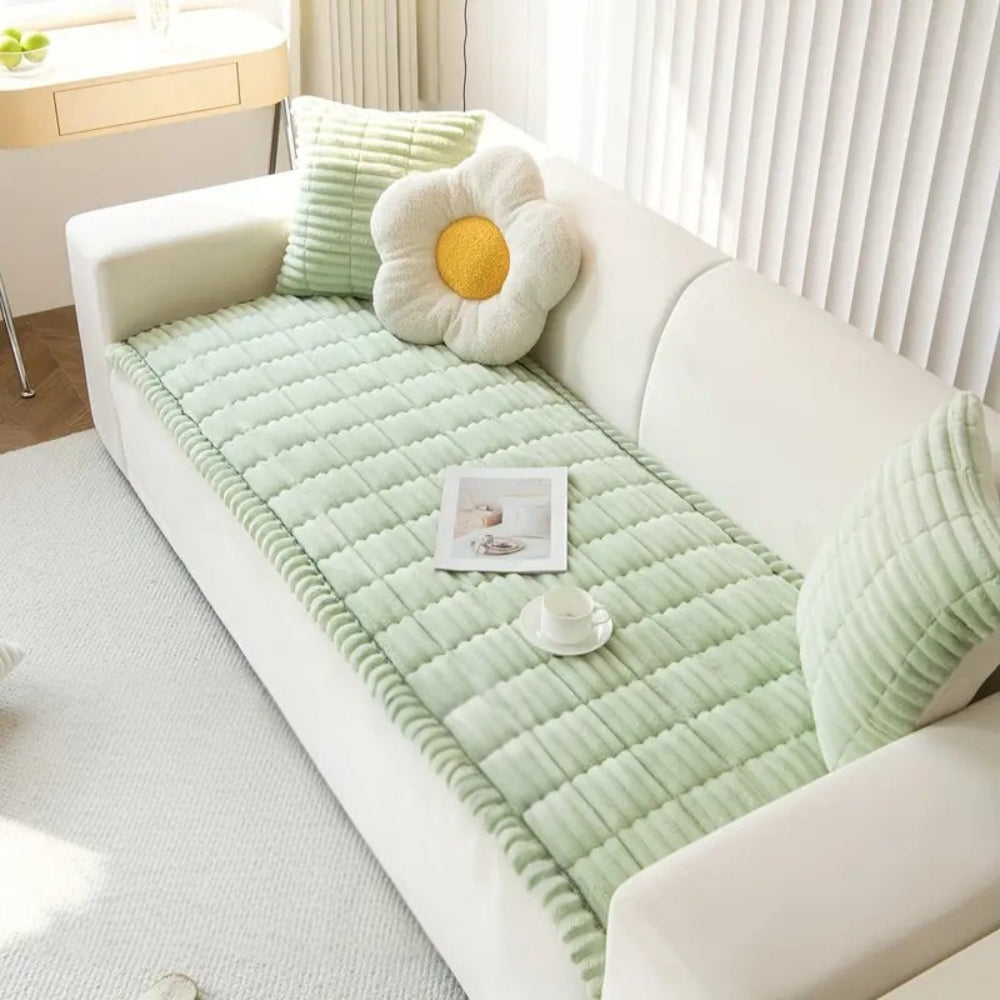 Plush Microfiber Sofa Cover with Pleated Edges – Anti-Slip Design, Cozy Flannel Blend, Machine Washable Couch Slipcover 6