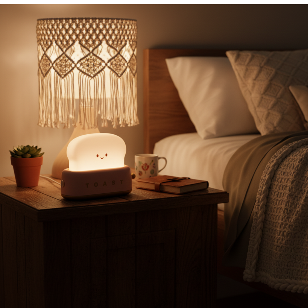Rechargeable LED Table Lamp in Toast Design with Dimmable Brightness – Whimsical Night Light 3