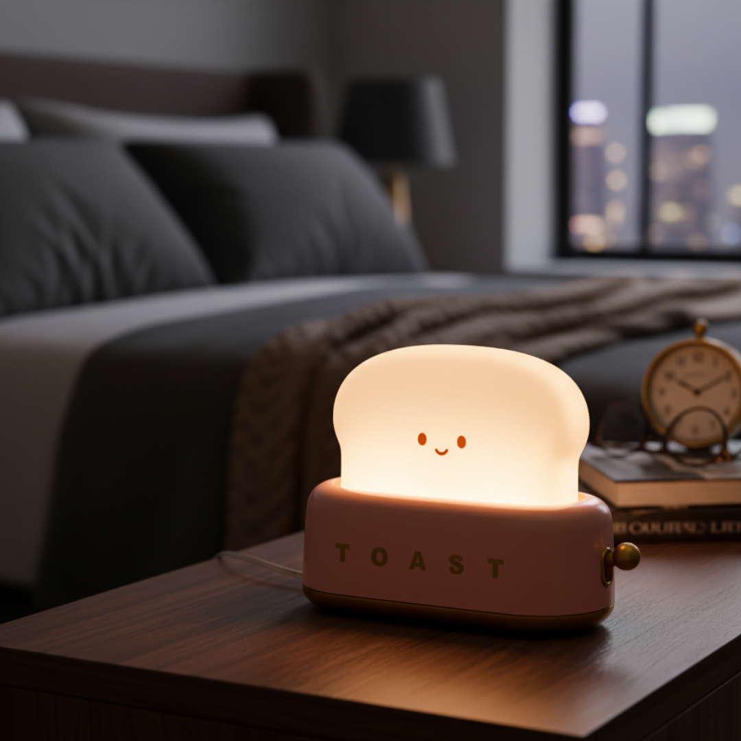Rechargeable LED Table Lamp in Toast Design with Dimmable Brightness – Whimsical Night Light 5