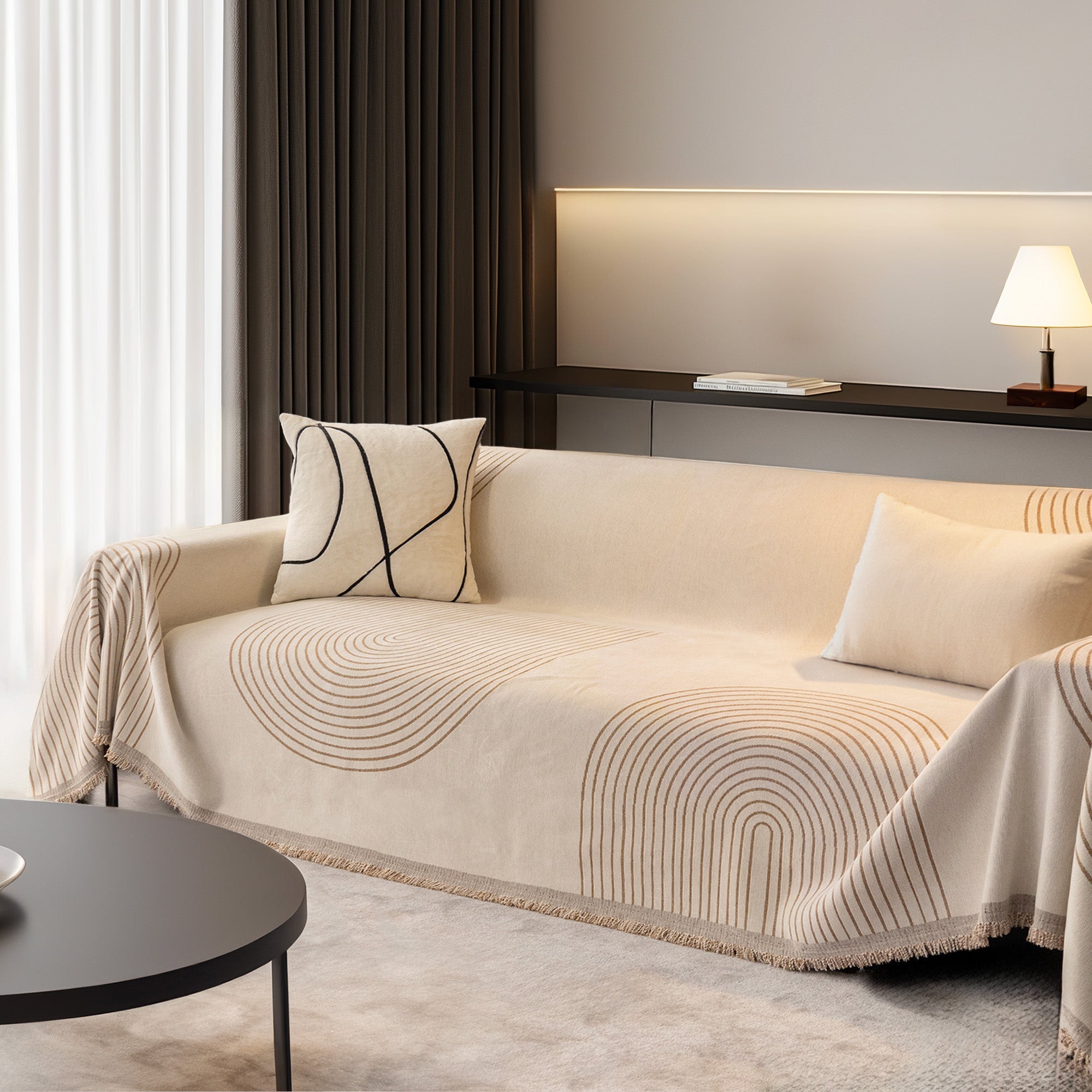 Reversible Chenille Sofa Cover – Soft, Durable Slipcover for Dogs and Furniture Protection, Elegant Arch Patterns, Machine Washable 1