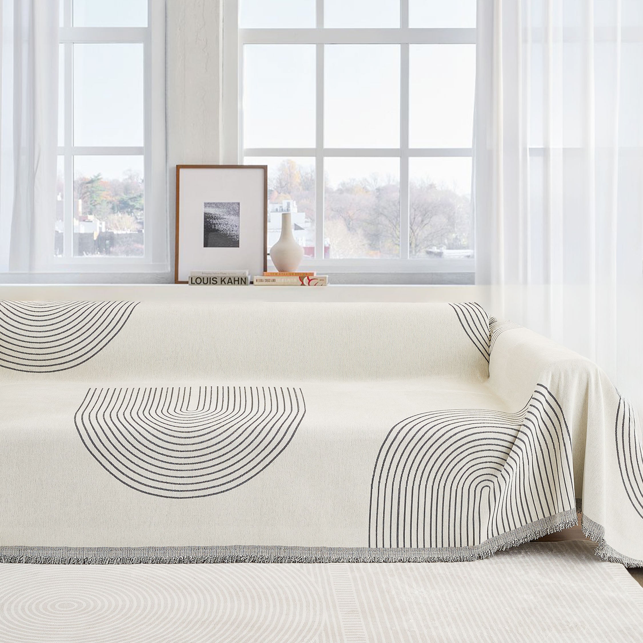 Reversible Chenille Sofa Cover – Soft, Durable Slipcover for Dogs and Furniture Protection, Elegant Arch Patterns, Machine Washable 7