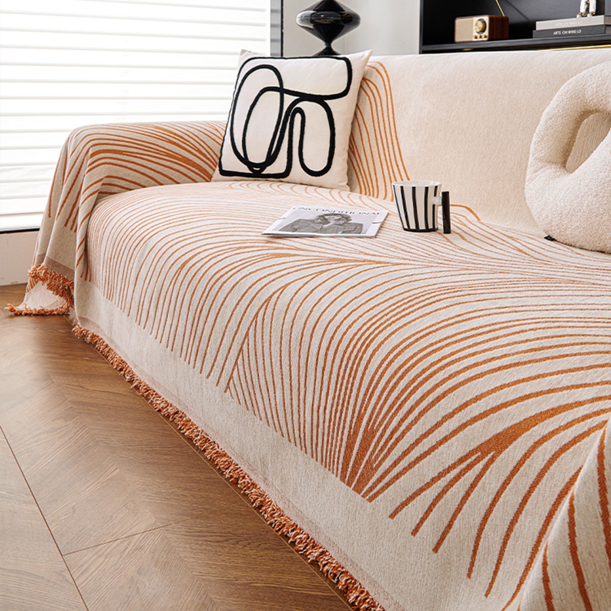 Reversible Jacquard Sofa Cover – Soft Breathable Polyester, Pet-Friendly, Machine Washable, Fits Standard Sofas 10