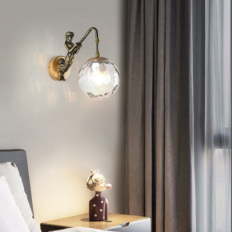 Rustic Mermaid Orb Wall Sconce