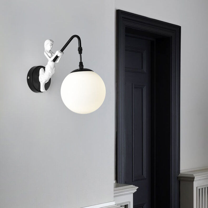 Rustic Mermaid Orb Wall Sconce