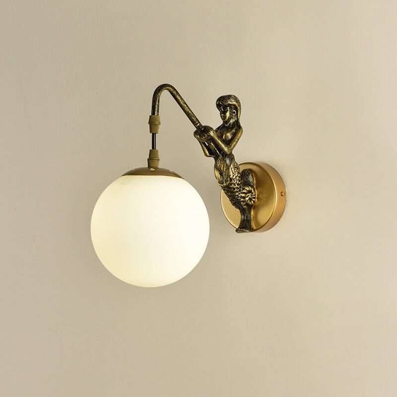 Rustic Mermaid Orb Wall Sconce