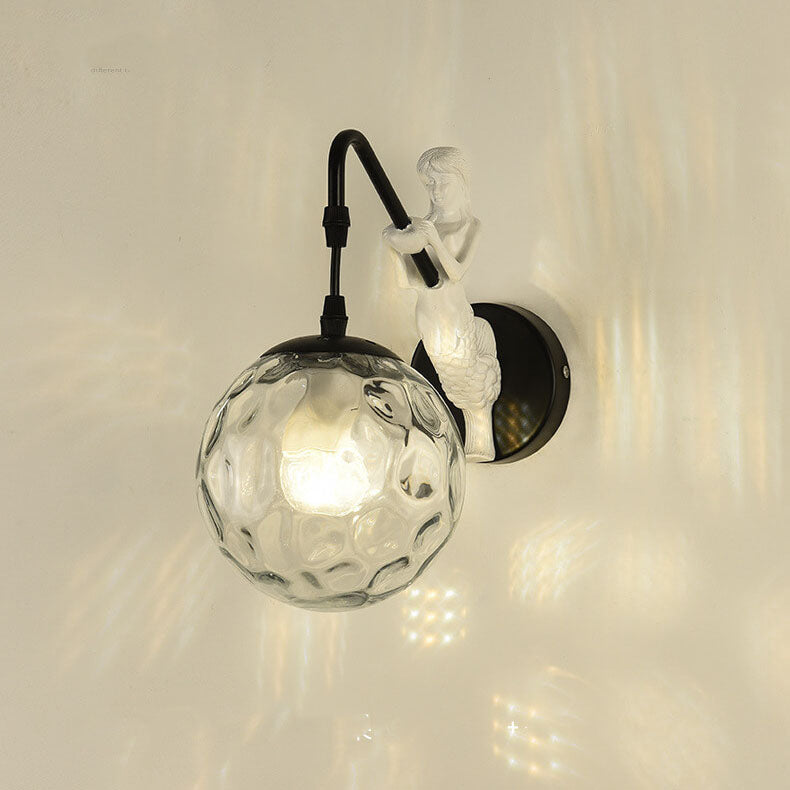 Rustic Mermaid Orb Wall Sconce