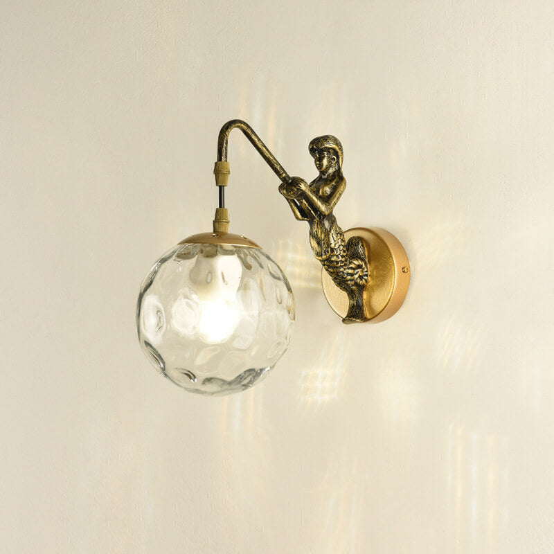 Rustic Mermaid Orb Wall Sconce