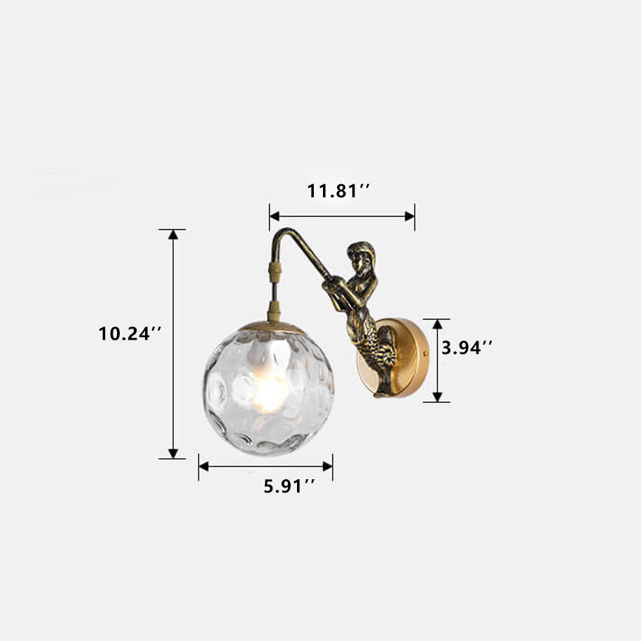 Rustic Mermaid Orb Wall Sconce