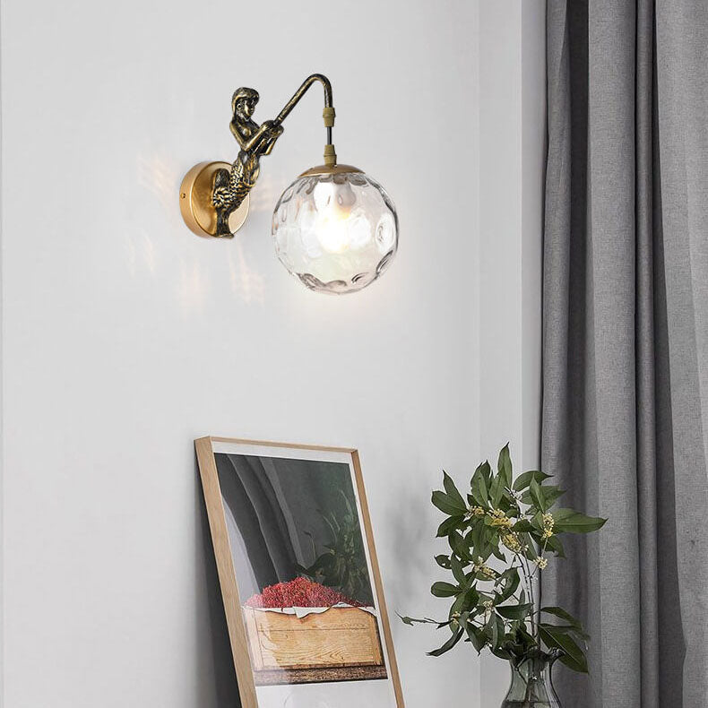 Rustic Mermaid Orb Wall Sconce