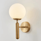 Satin Brass Wall Light – Dimmable Modern Sconce with Customizable Glass Finishes for Bathroom and Living Space 0
