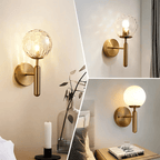 Satin Brass Wall Light – Dimmable Modern Sconce with Customizable Glass Finishes for Bathroom and Living Space 3