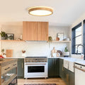 Scandinavian Wood Flush Mount Ceiling Light with Dimmable LED and Frosted Acrylic Diffuser 0