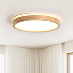 Scandinavian Wood Flush Mount Ceiling Light with Dimmable LED and Frosted Acrylic Diffuser 2