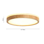 Scandinavian Wood Flush Mount Ceiling Light with Dimmable LED and Frosted Acrylic Diffuser 6