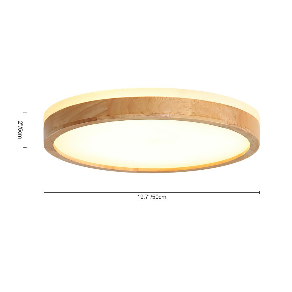 Scandinavian Wood Flush Mount Ceiling Light with Dimmable LED and Frosted Acrylic Diffuser 6