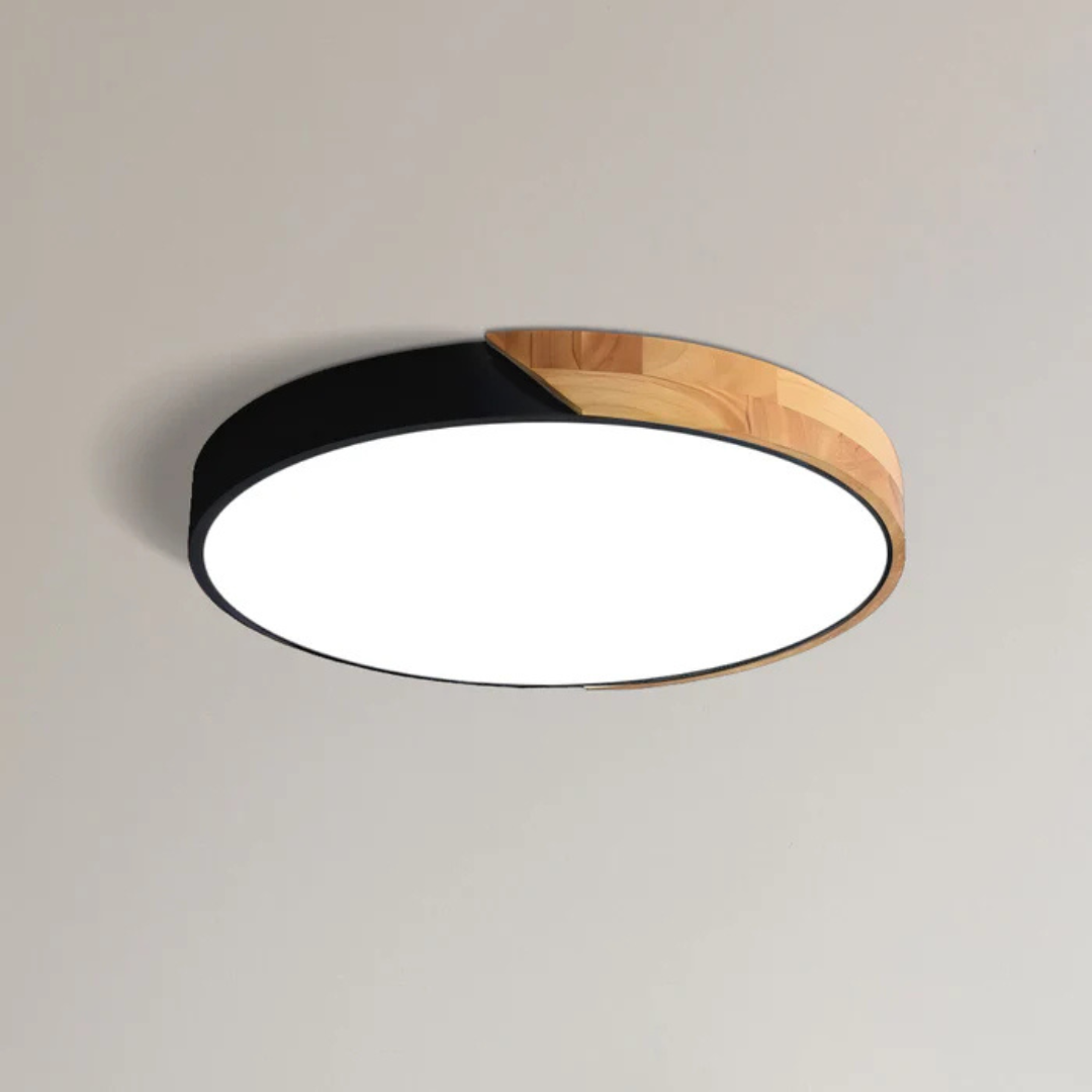 Scandinavian Wooden LED Flush Mount Ceiling Light Fixture with Modern Design 0