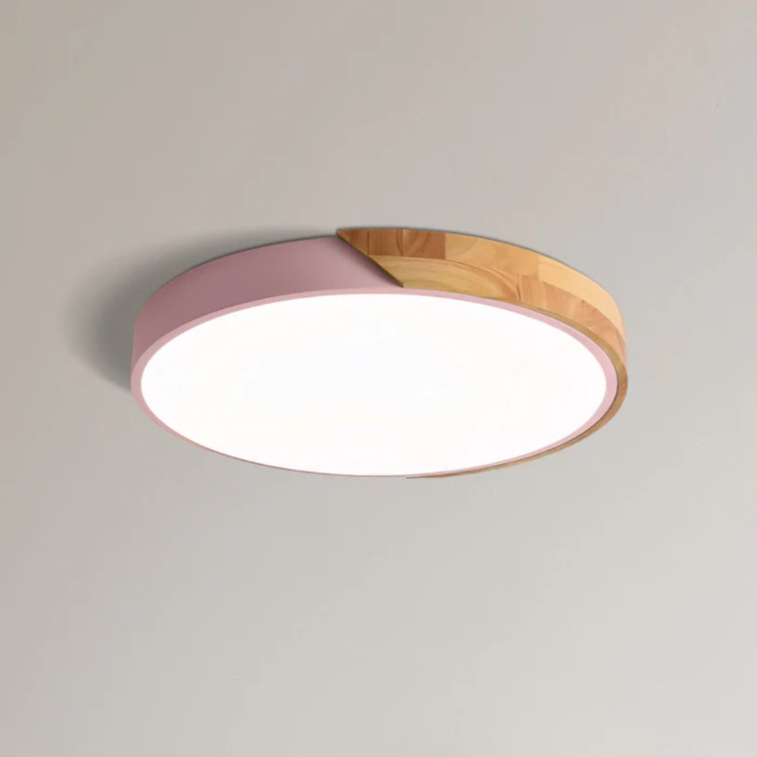 Scandinavian Wooden LED Flush Mount Ceiling Light Fixture with Modern Design 2