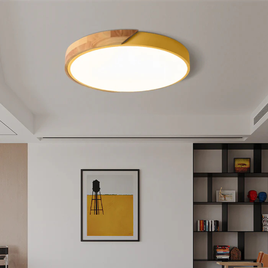 Scandinavian Wooden LED Flush Mount Ceiling Light Fixture with Modern Design 3