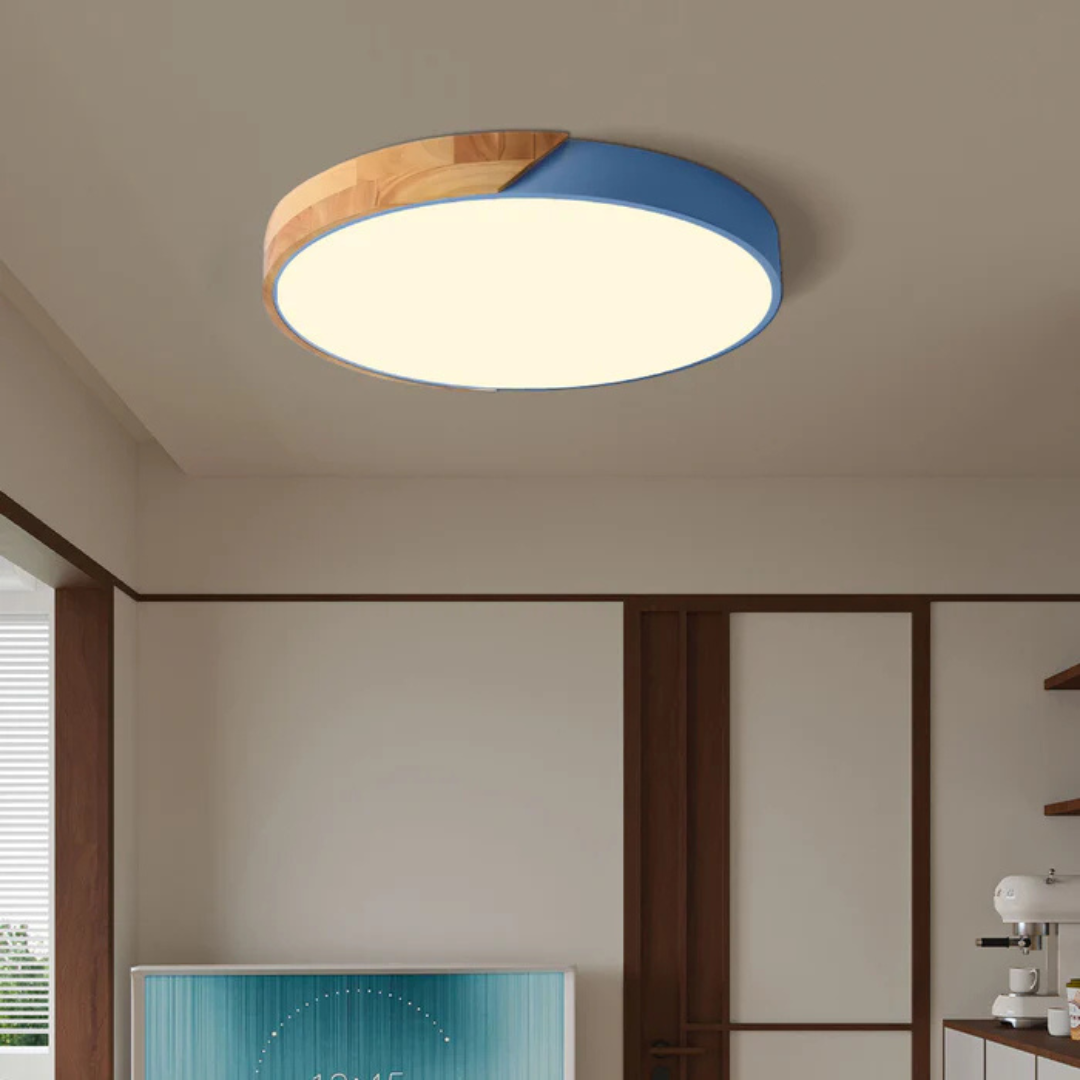 Scandinavian Wooden LED Flush Mount Ceiling Light Fixture with Modern Design 7