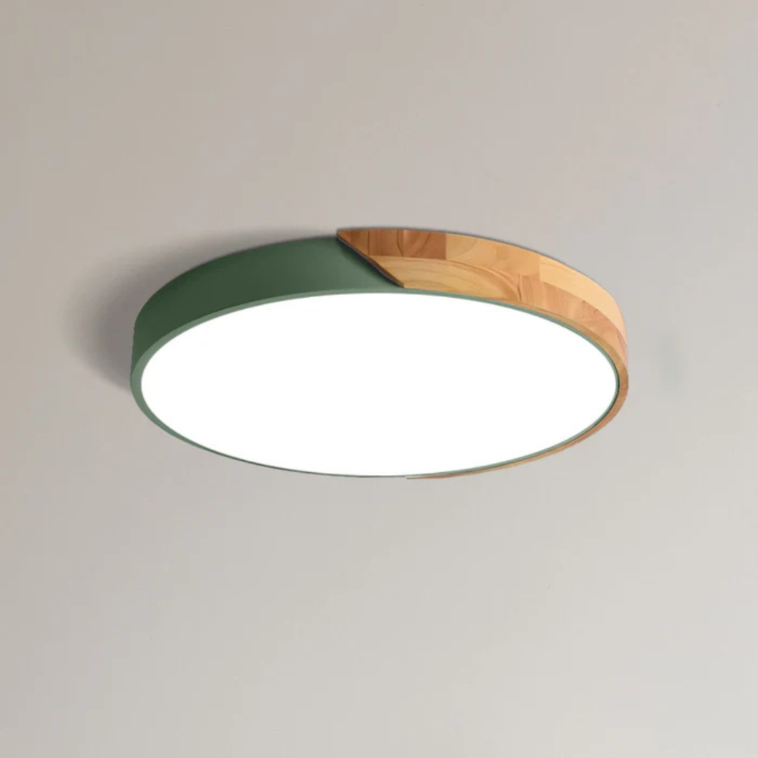 Scandinavian Wooden LED Flush Mount Ceiling Light Fixture with Modern Design 8