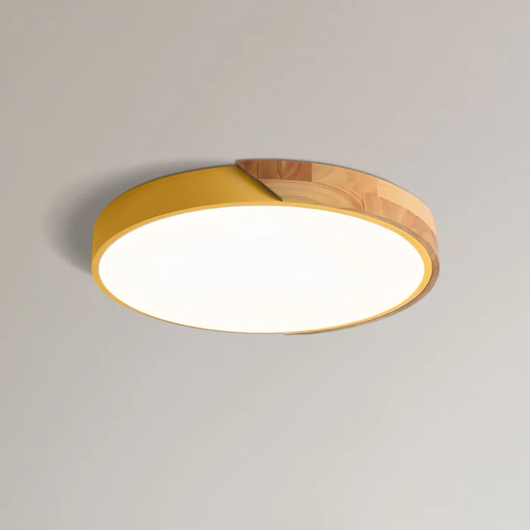 Scandinavian Wooden LED Flush Mount Ceiling Light Fixture with Modern Design 9