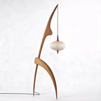 Selteta Floor Lamp with Asymmetrical Design and Warm Organic Lighting – Handcrafted Wooden Structure 0