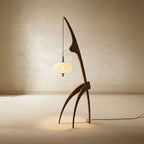 Selteta Floor Lamp with Asymmetrical Design and Warm Organic Lighting – Handcrafted Wooden Structure 7