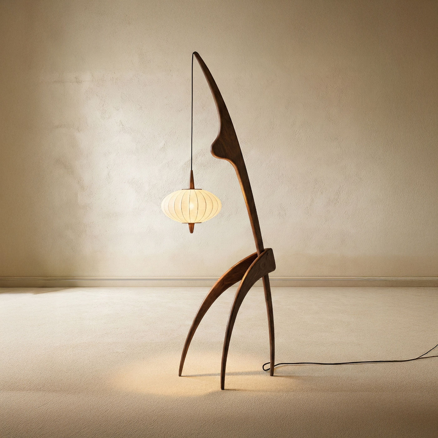 Selteta Floor Lamp with Asymmetrical Design and Warm Organic Lighting – Handcrafted Wooden Structure 7