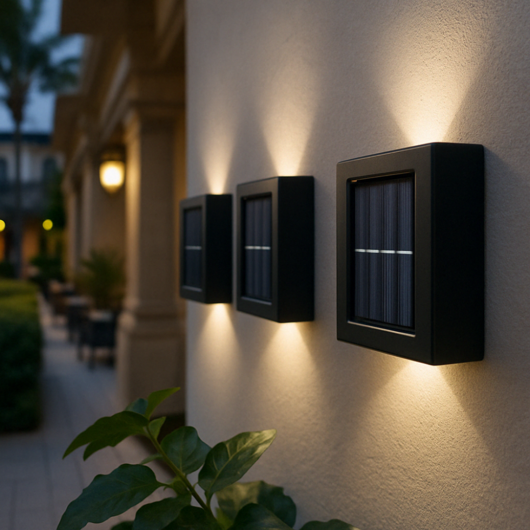 Solar LED Wall Light for Outdoor Use - IP65 Waterproof Garden Sconce with Warm White Glow 7