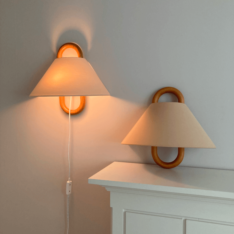 Solid Wood Pleated Wall Sconce