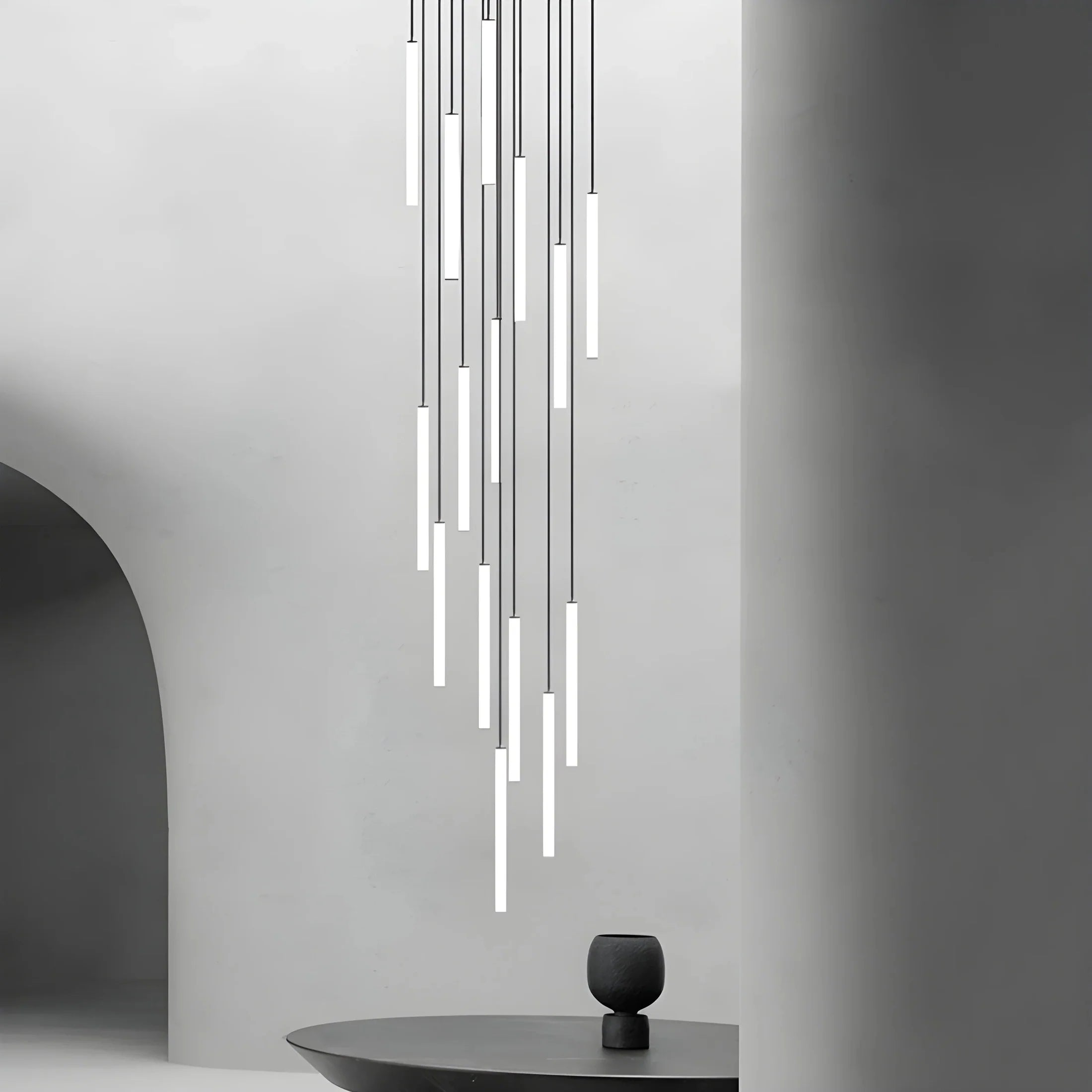 Spiral Pendant Light in Iron and Acrylic with Adjustable Height for Staircases 11