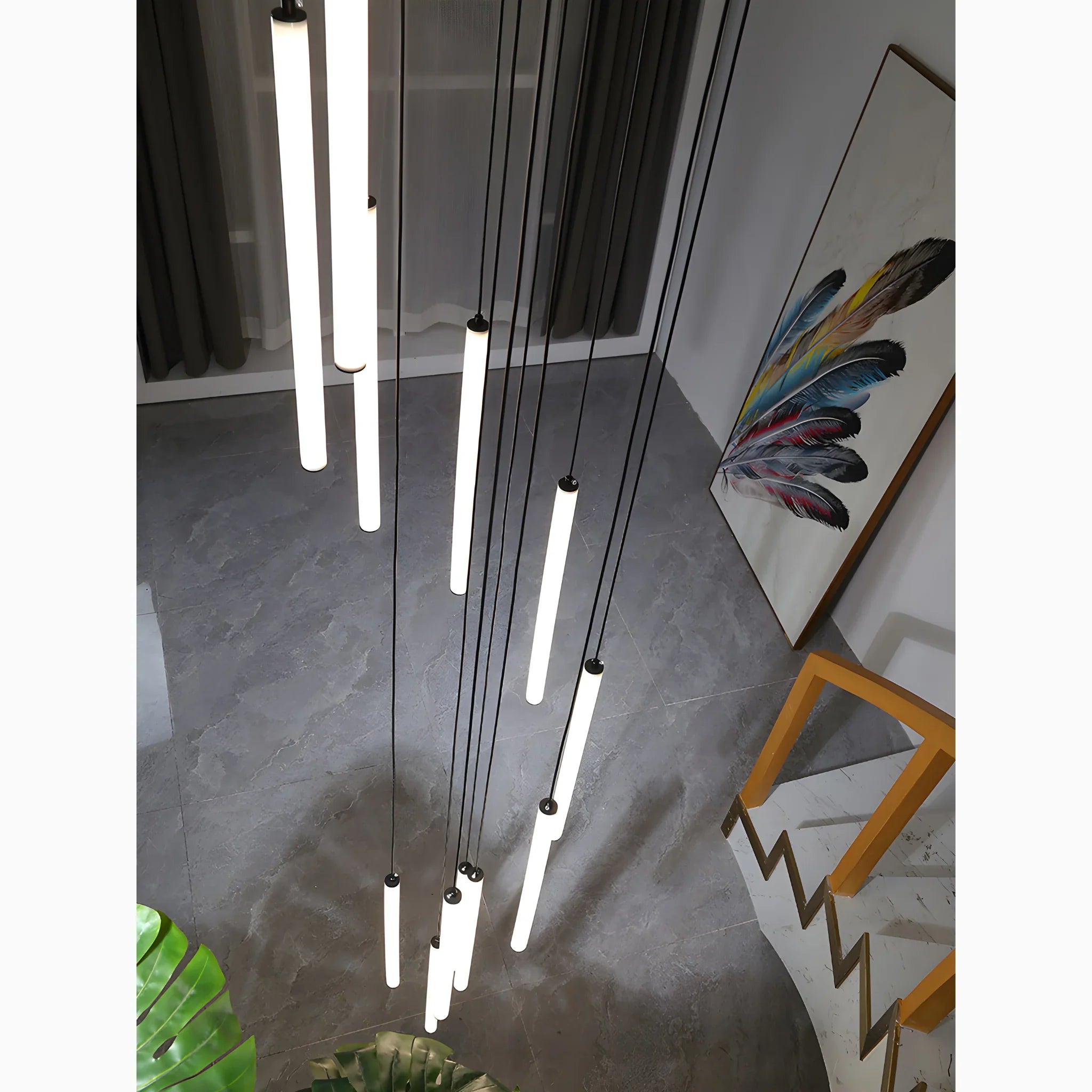 Spiral Pendant Light in Iron and Acrylic with Adjustable Height for Staircases 9