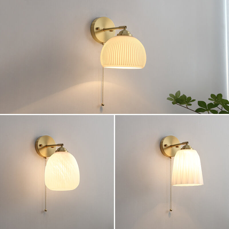 Striped Glass Brass Wall Sconce