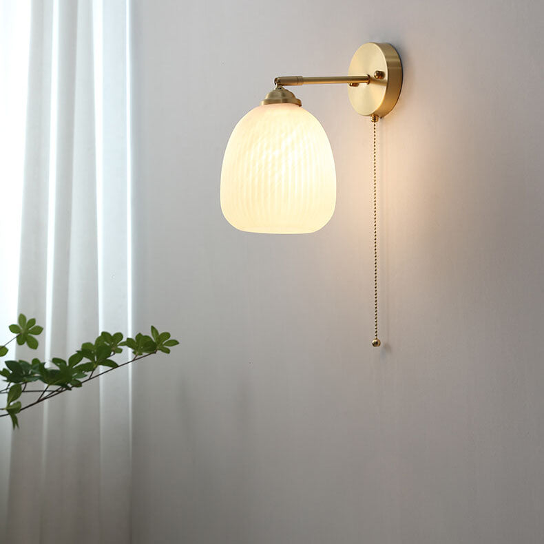 Striped Glass Brass Wall Sconce