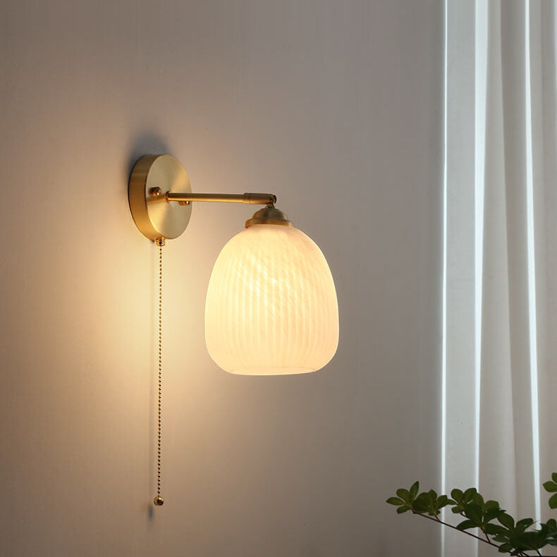 Striped Glass Brass Wall Sconce
