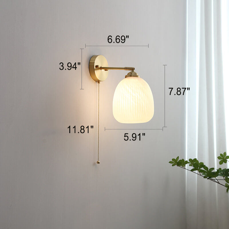 Striped Glass Brass Wall Sconce