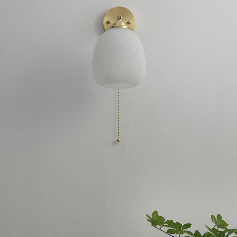 Striped Glass Brass Wall Sconce