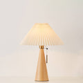 Table Lamp with Rubberwood Base and Pleated Fabric Shade for Living Room 0