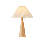 Table Lamp with Rubberwood Base and Pleated Fabric Shade for Living Room 1