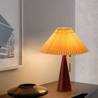 Table Lamp with Rubberwood Base and Pleated Fabric Shade for Living Room 2