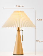 Table Lamp with Rubberwood Base and Pleated Fabric Shade for Living Room 4