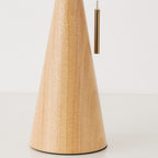 Table Lamp with Rubberwood Base and Pleated Fabric Shade for Living Room 5