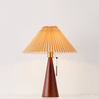 Table Lamp with Rubberwood Base and Pleated Fabric Shade for Living Room 9