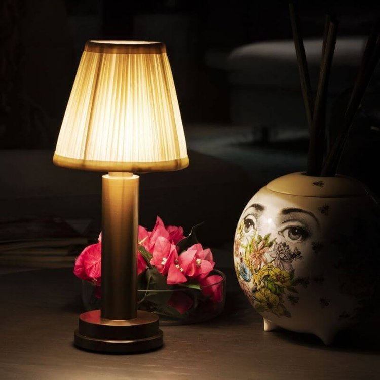 Fabric Table Lamp, Modern Bedside Desk Lamp with Linen Shade - Decorative Nightstand Lighting for Bedroom Living Room