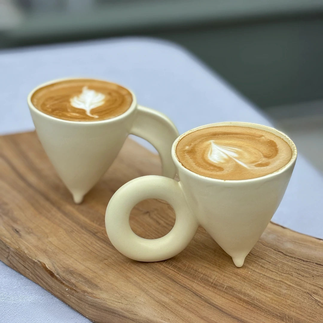 Unique Triangular Porcelain Mug with Two Handle Options – 220 ml Capacity for Coffee and Tea 3