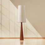 Vedrà Floor Lamp with Wooden Base and Fabric Shade – 150 cm Tall, 48 cm Diameter 0
