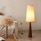 Vedrà Floor Lamp with Wooden Base and Fabric Shade – 150 cm Tall, 48 cm Diameter 2