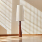 Vedrà Floor Lamp with Wooden Base and Fabric Shade – 150 cm Tall, 48 cm Diameter 3