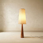 Vedrà Floor Lamp with Wooden Base and Fabric Shade – 150 cm Tall, 48 cm Diameter 5