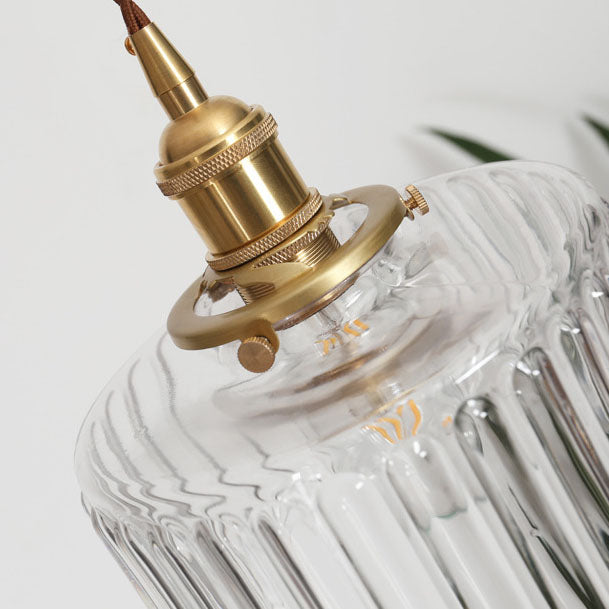 Vintage Brass Glass Jar Pendant